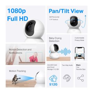 TP-Link [Tapo C200] Tapo C200 360-Degree Smart Wi-Fi Pan and Tilt Camera, 1080P