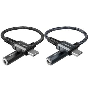 AceFast C1-07 USB-C to DC3.5 aluminum alloy headphones adapter cable Black